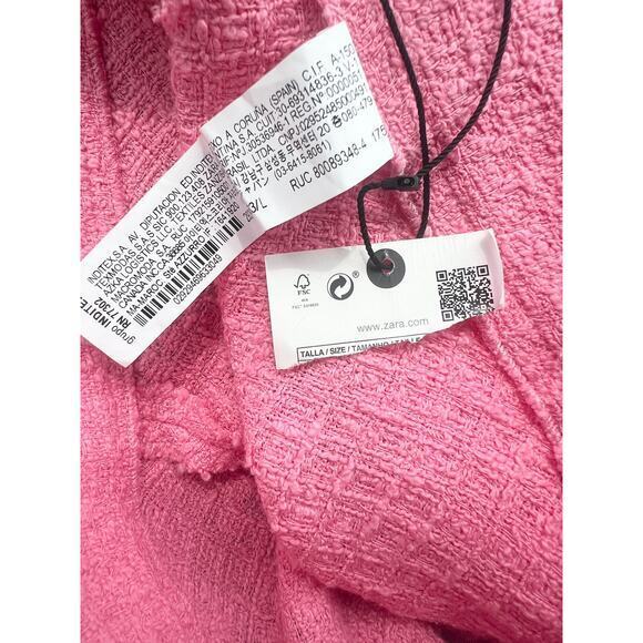 ZARA Barbie Pink Maxi Textured Flared Hem Tweed Skirt Blogger‎ Fav Size L - Picture 9 of 9